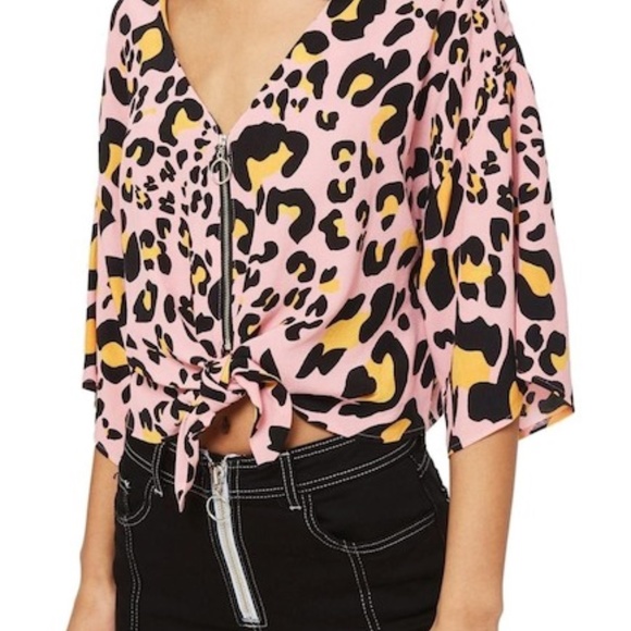 Topshop Leopard Print Shirt Jacket 